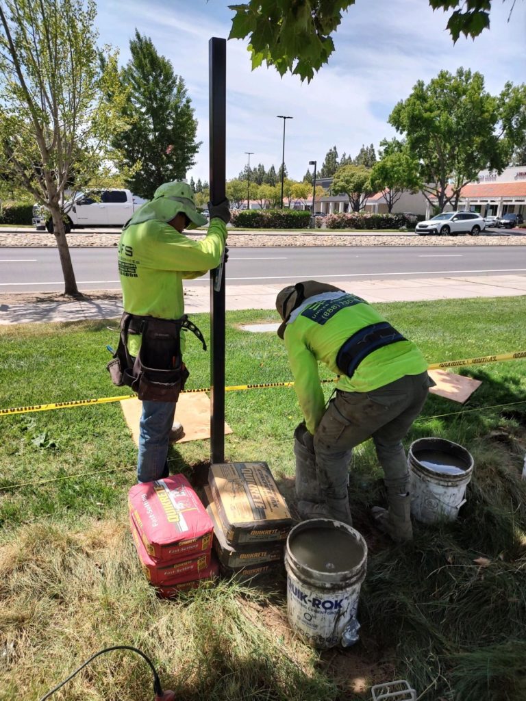 Two people working